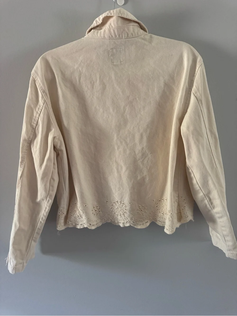 kensie Cream Eyelet-Hem Button Front Jacket